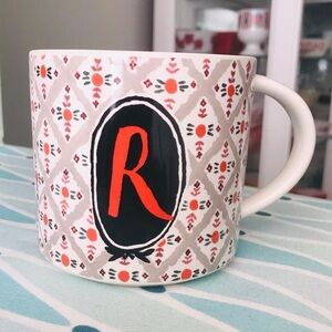 NWT Anthropologie R Initial Mug Ralph Waldo Emerson monogram coffee tea gift